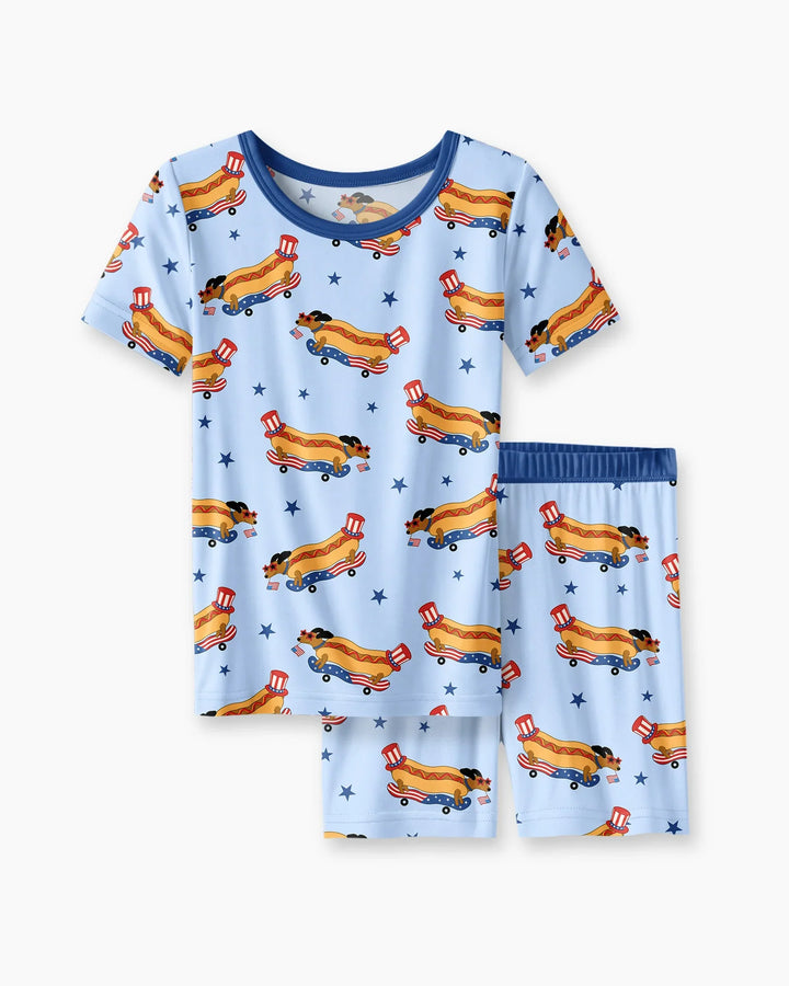 American Hot Dog Bamboo Two Piece Short Sleeve Shorts Pajama Set