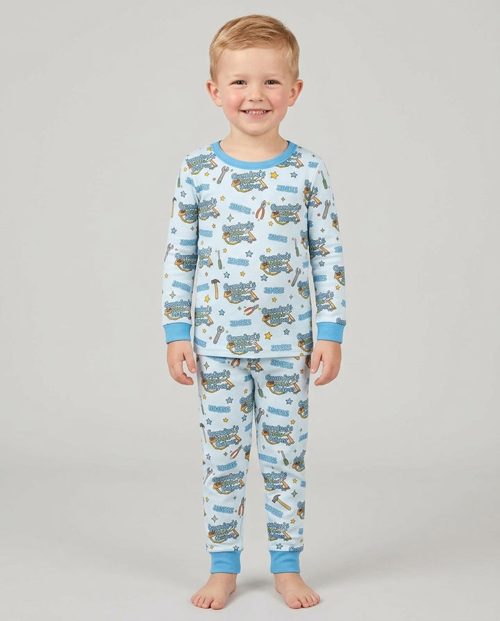 Personalized Grandpa’s Little Helper Bamboo Two Piece Long Sleeve Pajama Set