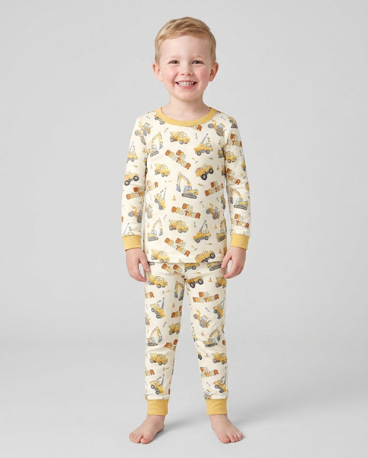Custom Construction Matching Sibling Bamboo Two Piece Long Sleeve Pajama Set