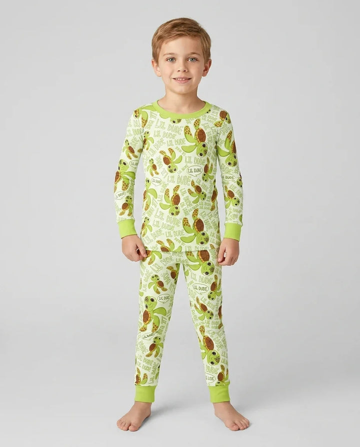 Father and Son Turtle Bamboo Two Piece Long Sleeve Pajama Set