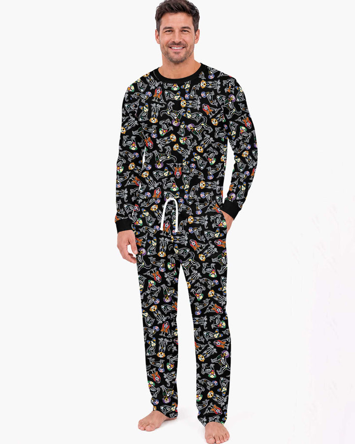 Dia De Los Muertos Doggie Bamboo Men's Pajama Set