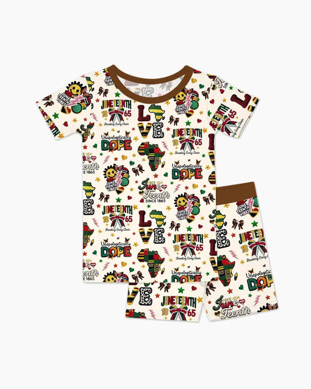 Juneteenth Breaking Every Chain Bamboo Two Piece Short Sleeve Shorts Pajama Set