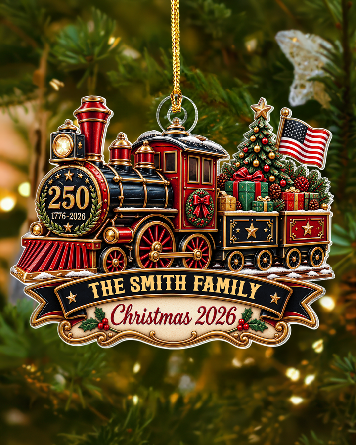 250th Anniversary Christmas Train - Personalized Acrylic Ornament