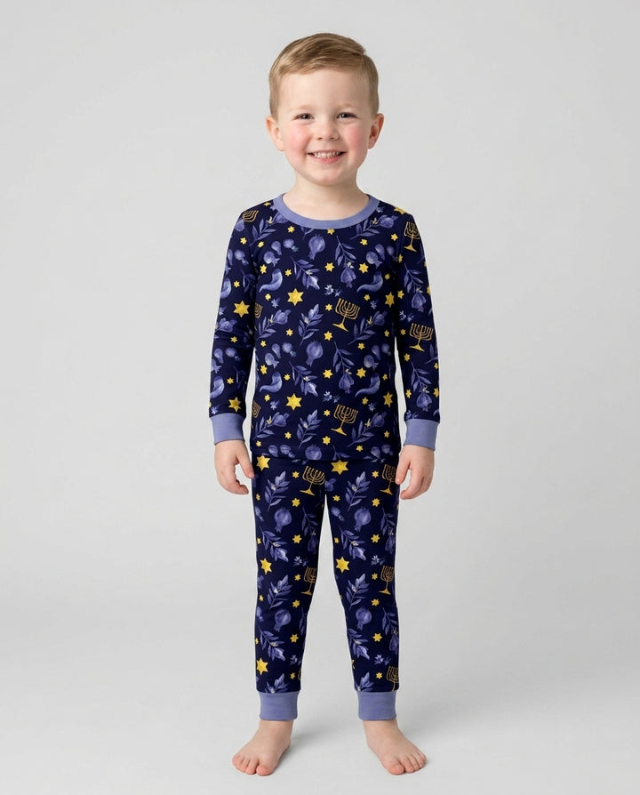 Rosh Hashanah Night Family Matching Bamboo Two Piece Long Sleeve Pajama Set