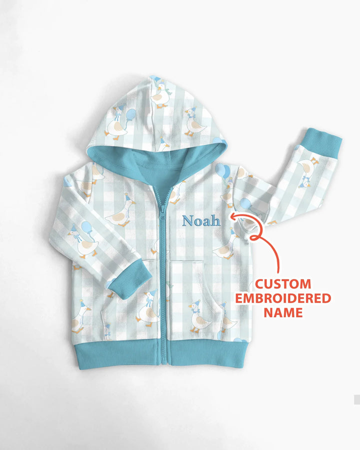Custom Embroidered Birthday Boy/Girl Baby Bamboo Zip Hoodie