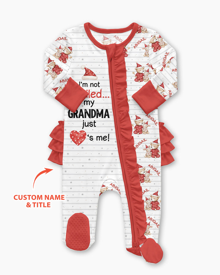 Custom Name I'm Not Spoiled Bamboo Zipper Ruffle Footie