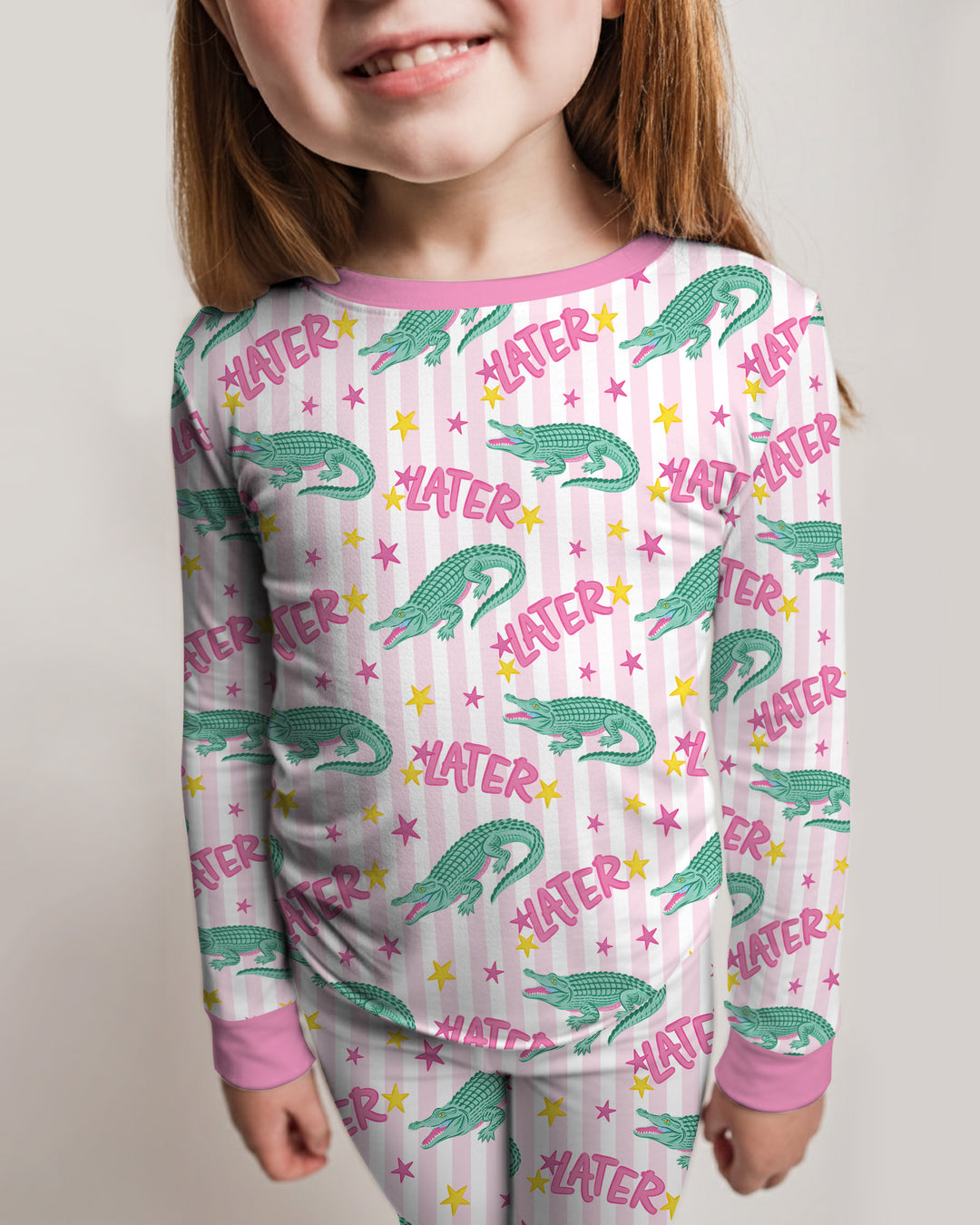 Later Gator After A While Crocodile Bamboo Two Piece Long Sleeve Pajama Set