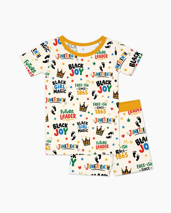 Juneteenth Black Girl Magic Bamboo Two Piece Short Sleeve Shorts Pajama Set