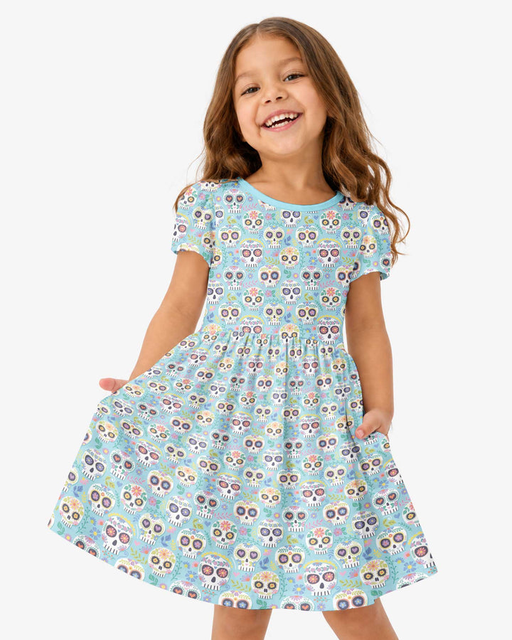 Floral Skull  Bamboo Twirl Dress