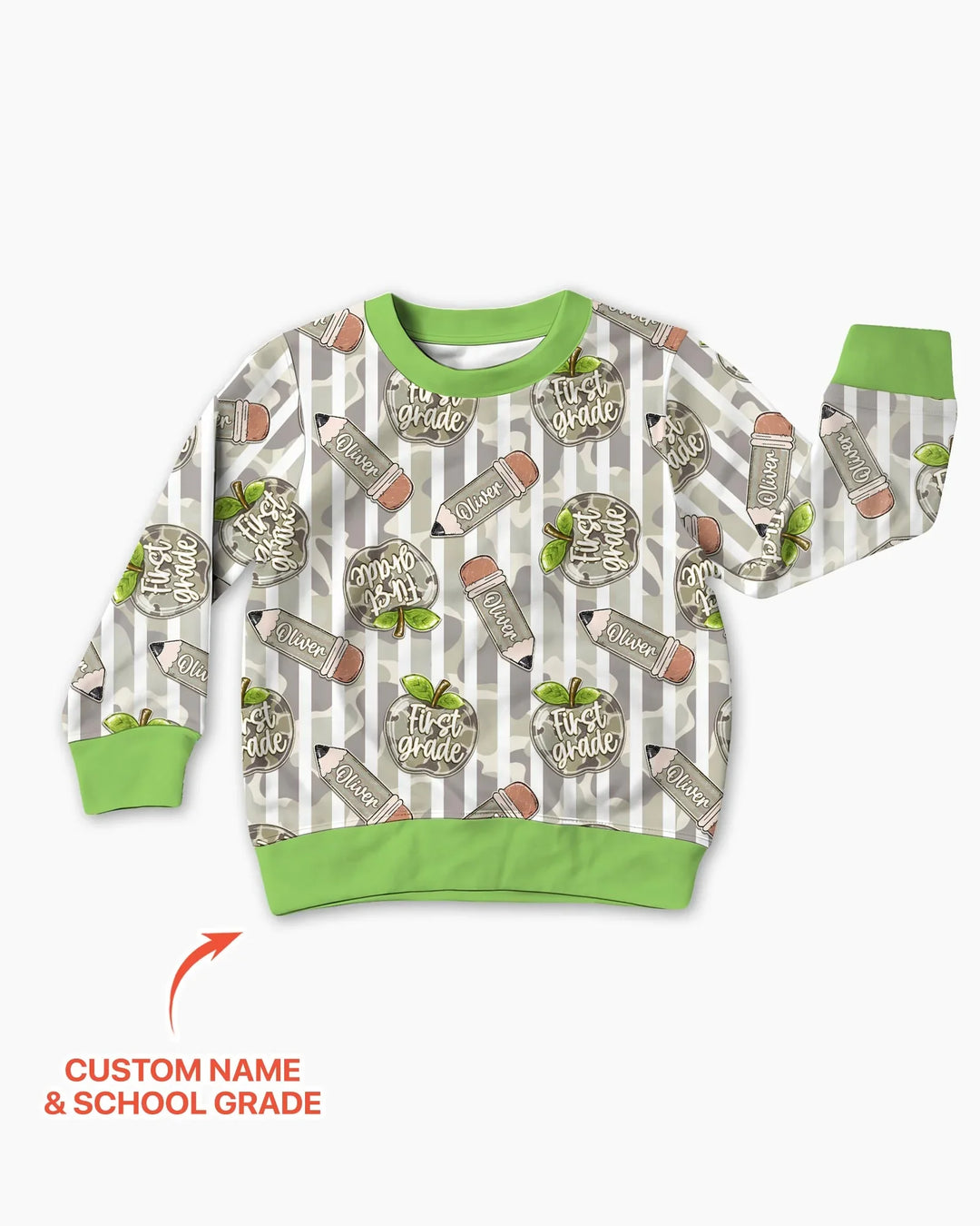 Custom Name Camo Apple Days Bamboo Crewneck Sweatshirt