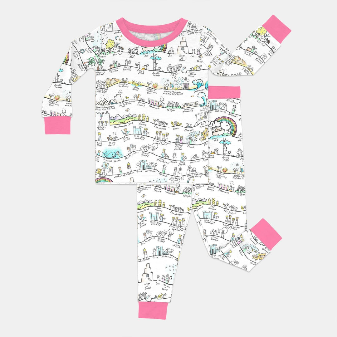 Bible Story Journey Family Matching Bamboo Two Piece Long Sleeve Pajama Set