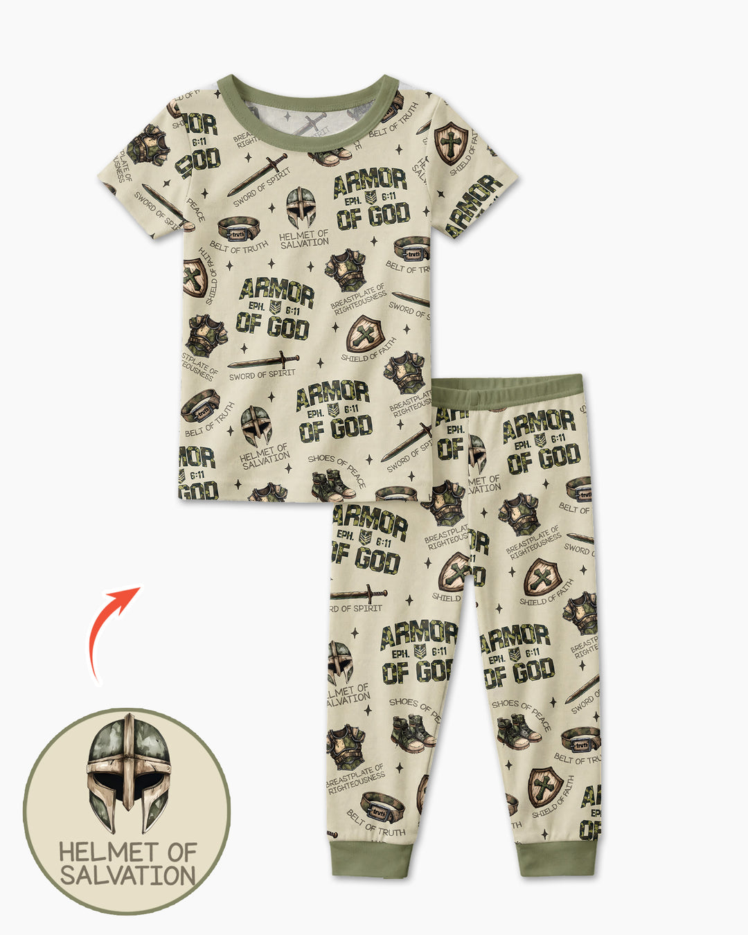 Camo Armor Of God Bamboo Two Piece Short Sleeve Pajama Set