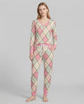 Pink Christmas Patchwork Mommy & Me Matching Bamboo Women Pajama Set