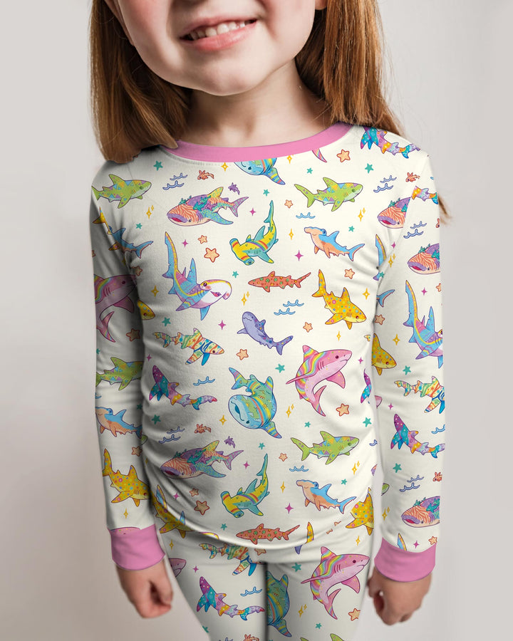 Tropical Sharks Bamboo Two Piece Long Sleeve Pajama Set