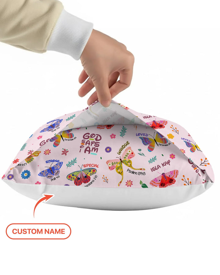 Custom Name God says I am Butterfly Bamboo Pillow Case