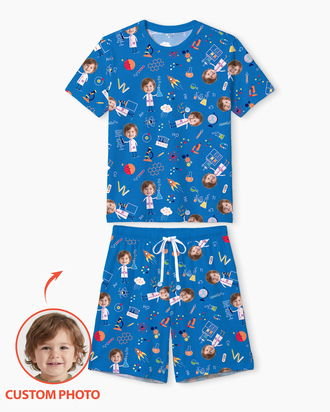 Custom Image Chemical Laboratory Bamboo Men Short Sleeve Short Pajama Set