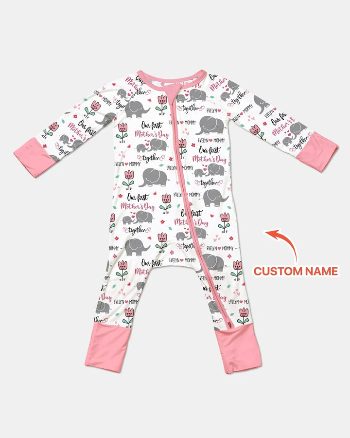 Custom Name Elephant Our First Mother's Day Bamboo Convertible Zippy