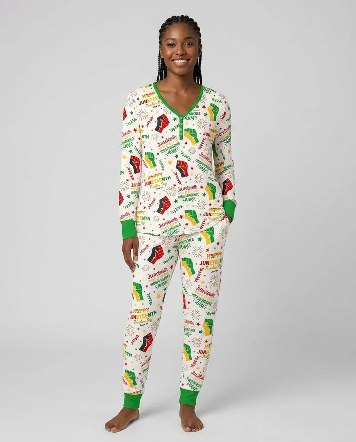 Happy Juneteenth Freedom Day Bamboo Women Pajama Set
