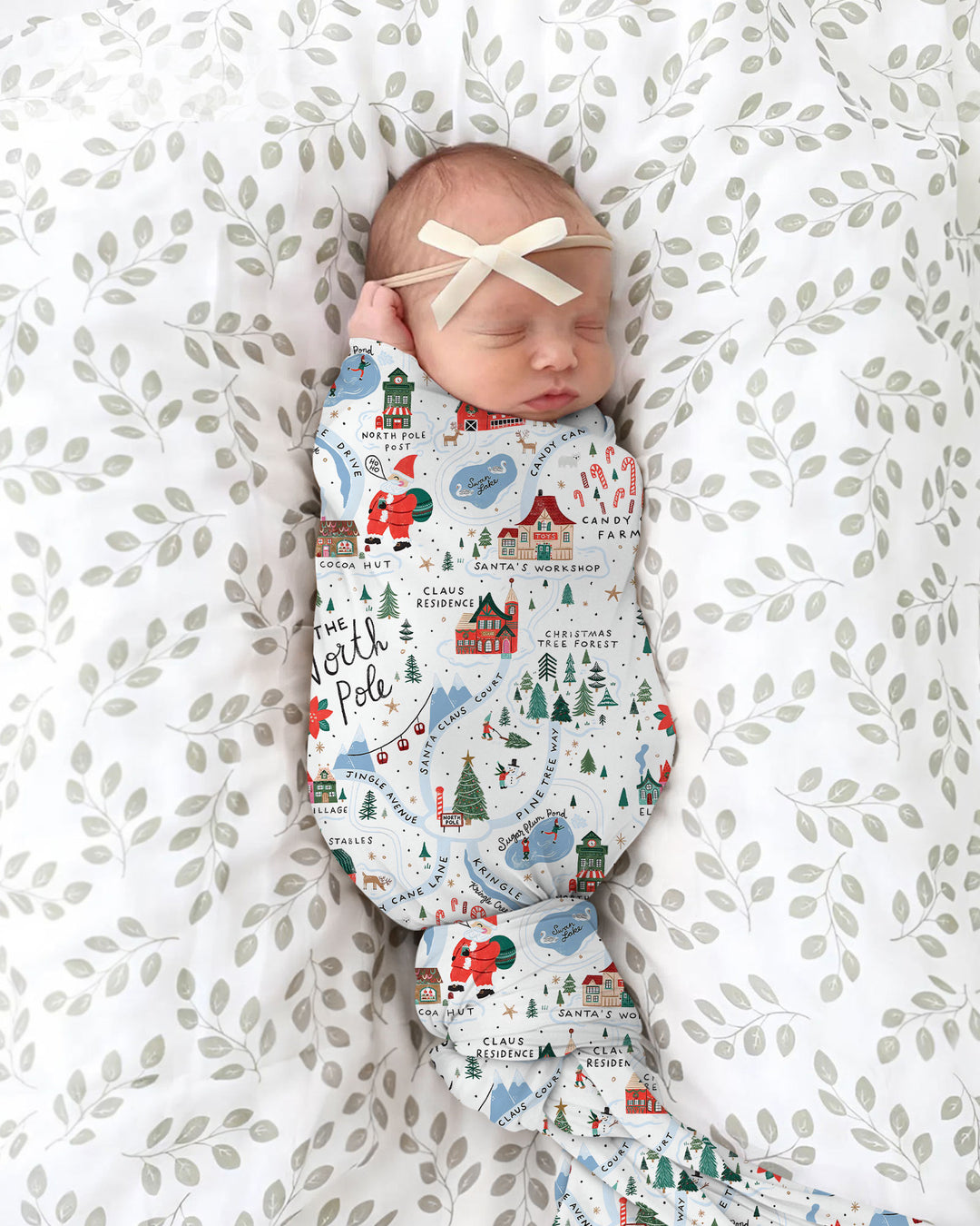The North Pole Map swaddle blanket