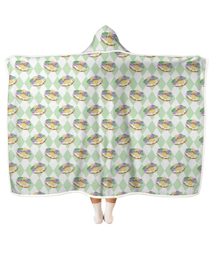 Mardi Gras Donut Bamboo Wearable Hooded Blanket