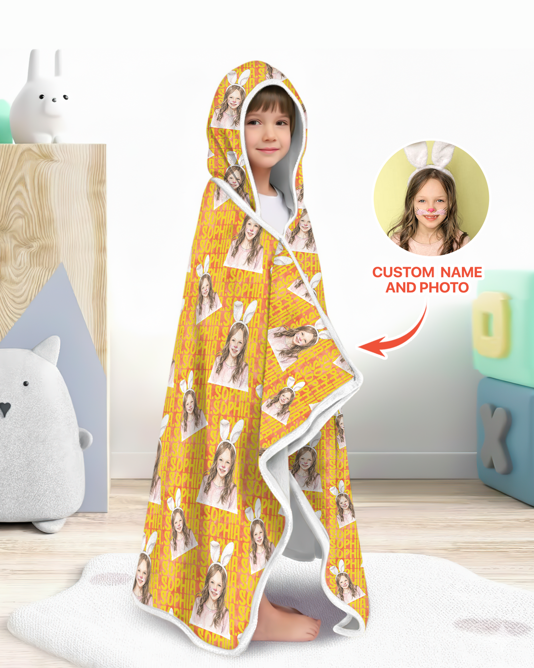 Colorful Kids Name Bamboo Blanket Hoodie