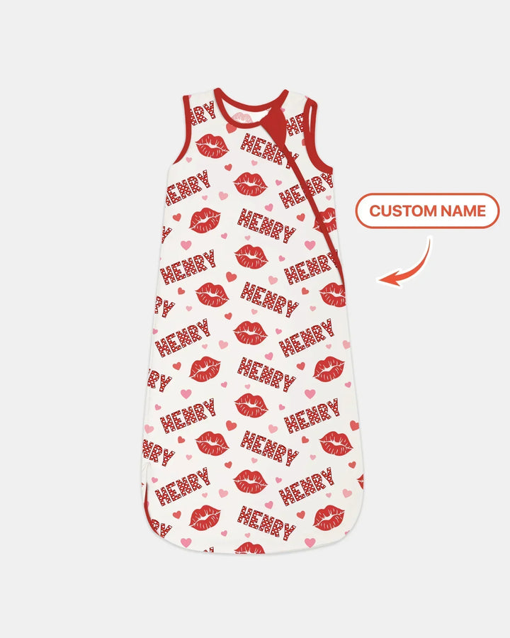 Custom Name Valentine Kiss Bamboo Sleep Bag