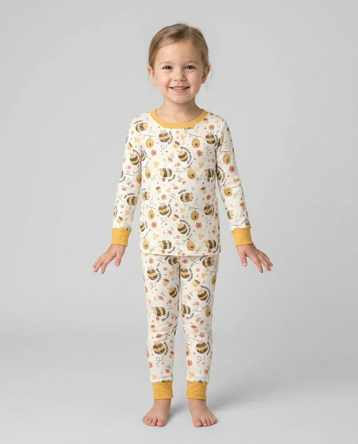 Bee Kind Custom Name Bamboo Two Piece Long Sleeve Pajama Set