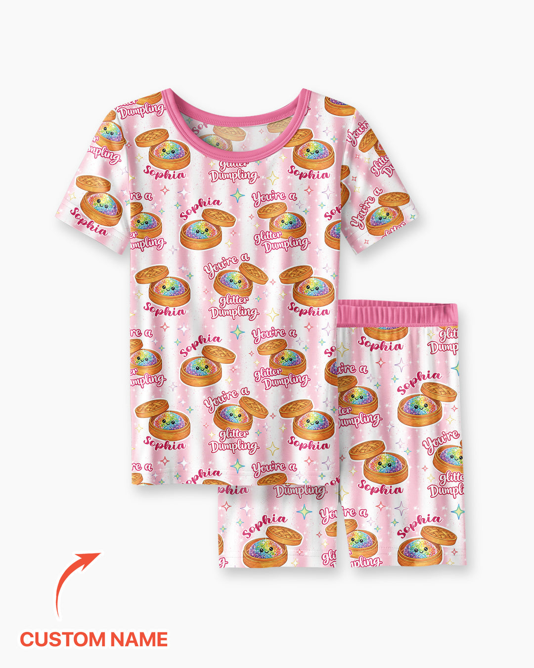 Personalized You're Glitter Dumpling Bamboo Two Piece Short Sleeve Shorts Pajama Set
