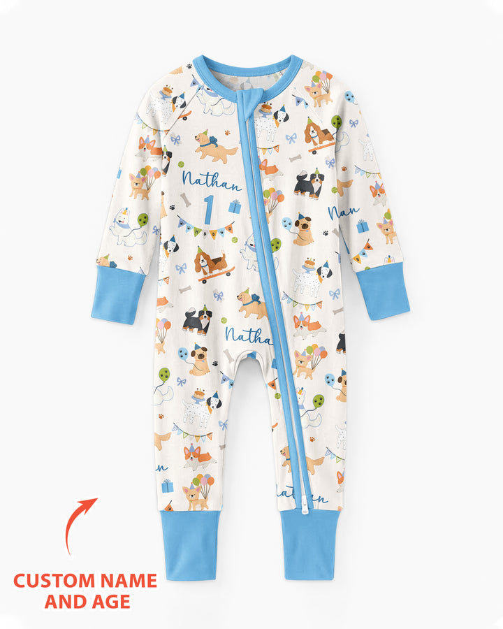 Custom Name Birthday Dogs Party Bamboo Convertible Zippy