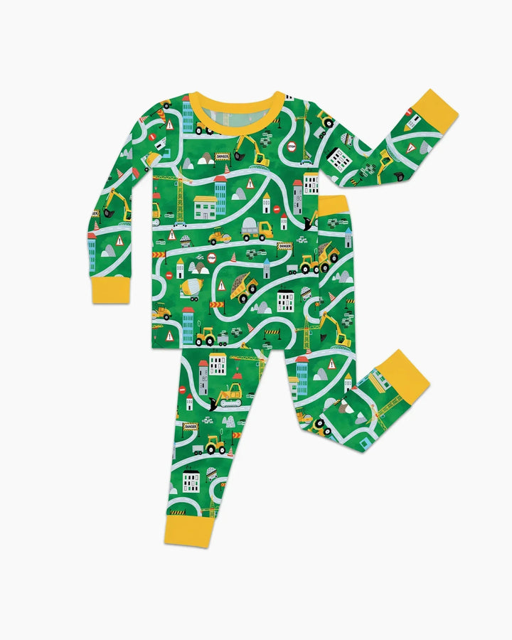 Little Builder Construction Zone Bamboo Two Piece Long Sleeve Pajama Set
