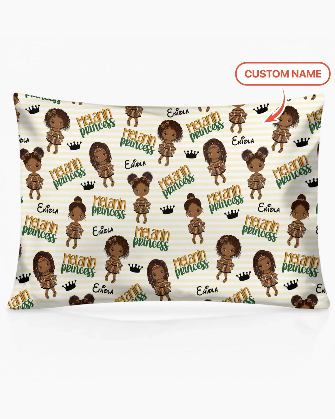 Custom Name Melanin Princess Bamboo Pillow Case