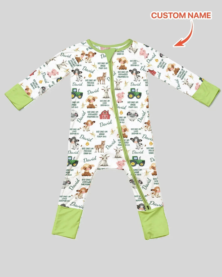 Custom Name God Says I Am Farm Animals Bamboo Convertible Zippy