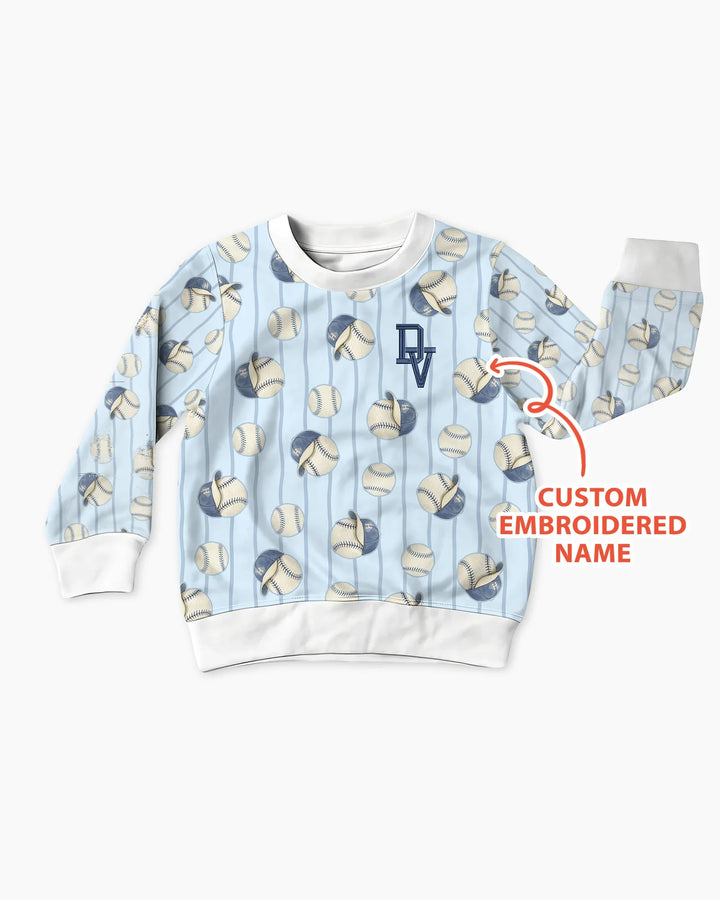 Custom Embroidered Baseball Bamboo Crewneck Sweatshirt