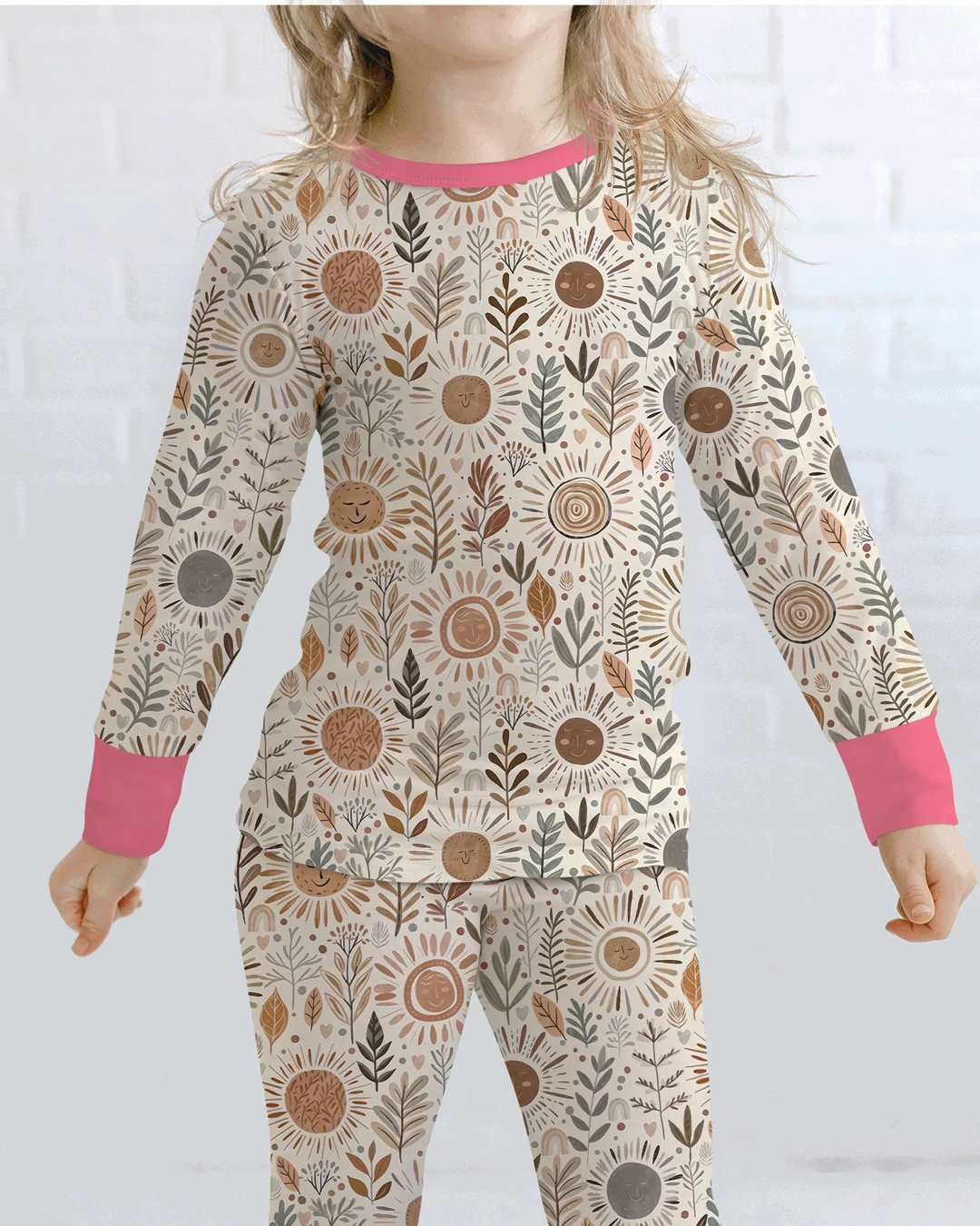 Boho Sunshine Garden Bamboo Two Piece Long Sleeve Pajama Set