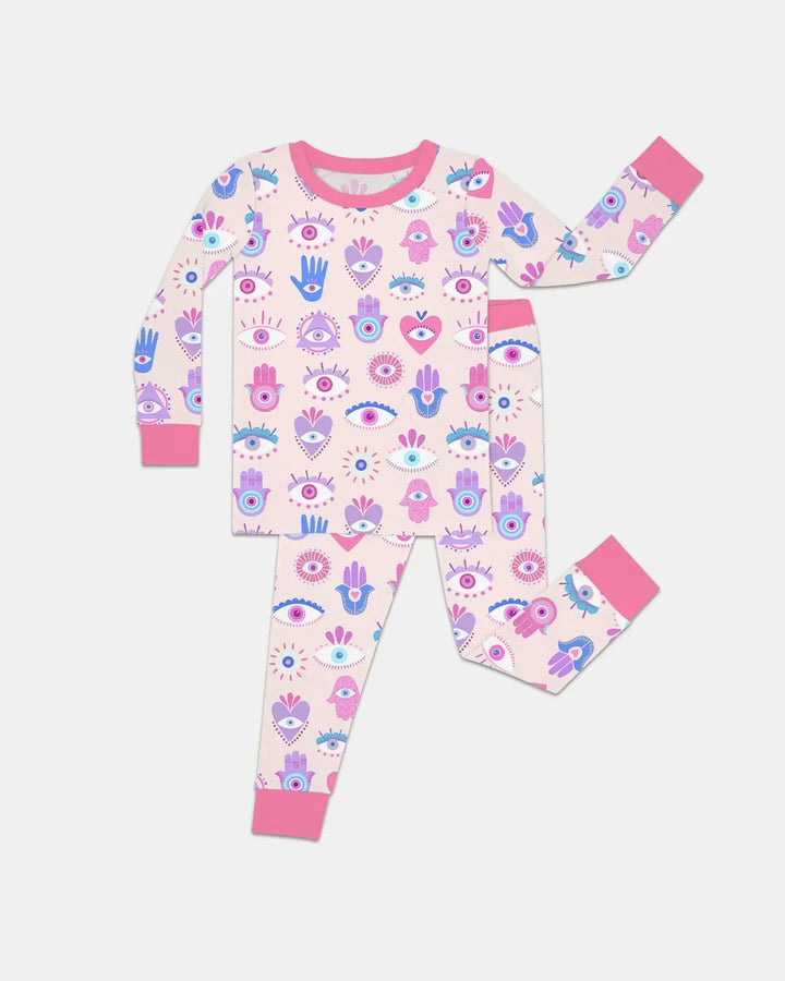 Hamsa Heart Guardians Family Matching Bamboo Two Piece Long Sleeve Pajama Set