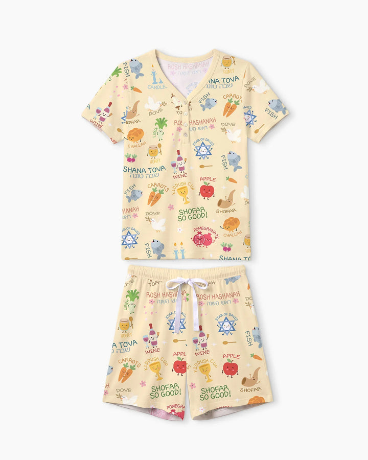 Family Rosh Hashanah Matching Bamboo Women Short Sleeve Short Pajama Set