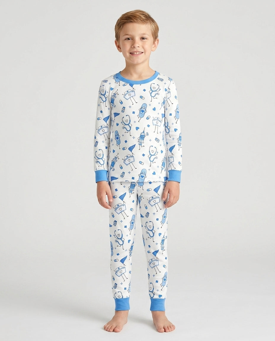 Cute Nurse Crew Bamboo Two Piece Long Sleeve Pajama Set