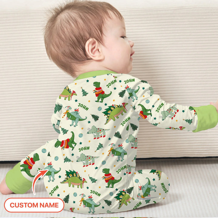Custom Name Dinosaurs Christmas Tree Bamboo Convertible Zippy