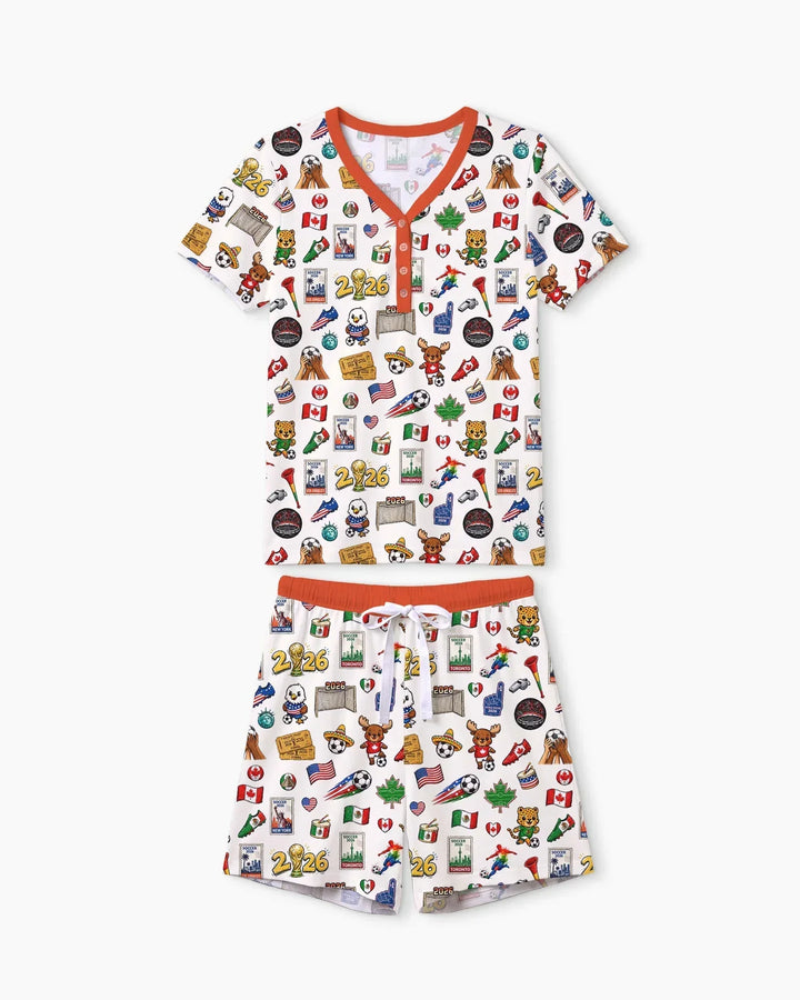 Soccer Cup 2026 Family Matching Bamboo Women Short Sleeve Short Pajama Set