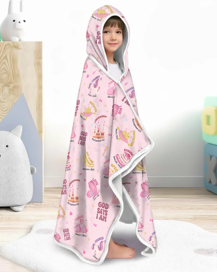 God Says I Am Girl Bamboo Wearable Hooded Blanket