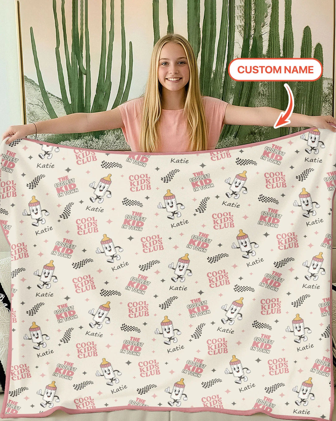 Custom Name Cool Club Daddy & Me Matching Bamboo Blanket