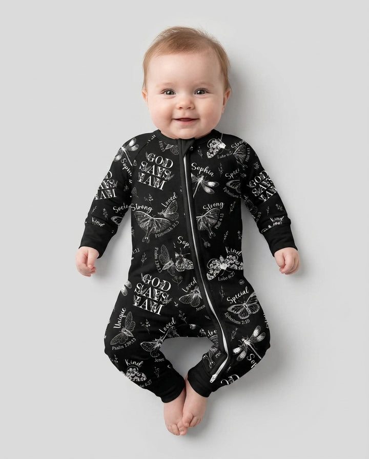 Custom Name God Says I Am Midnight Wings Bamboo Convertible Zippy