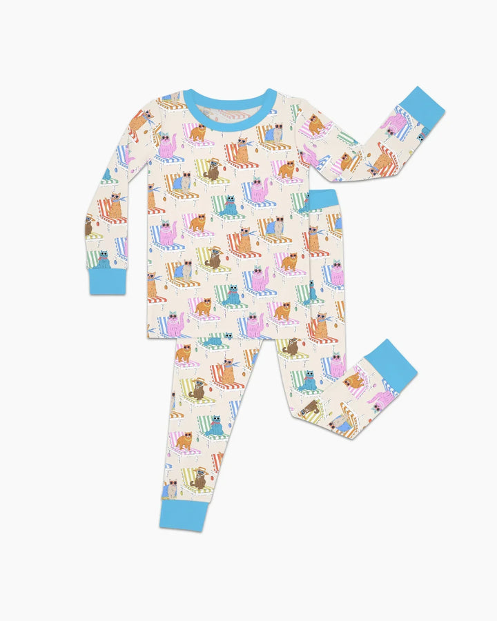 Meow Sunbathing Mommy & Me Matching Bamboo Two Piece Long Sleeve Pajama Set