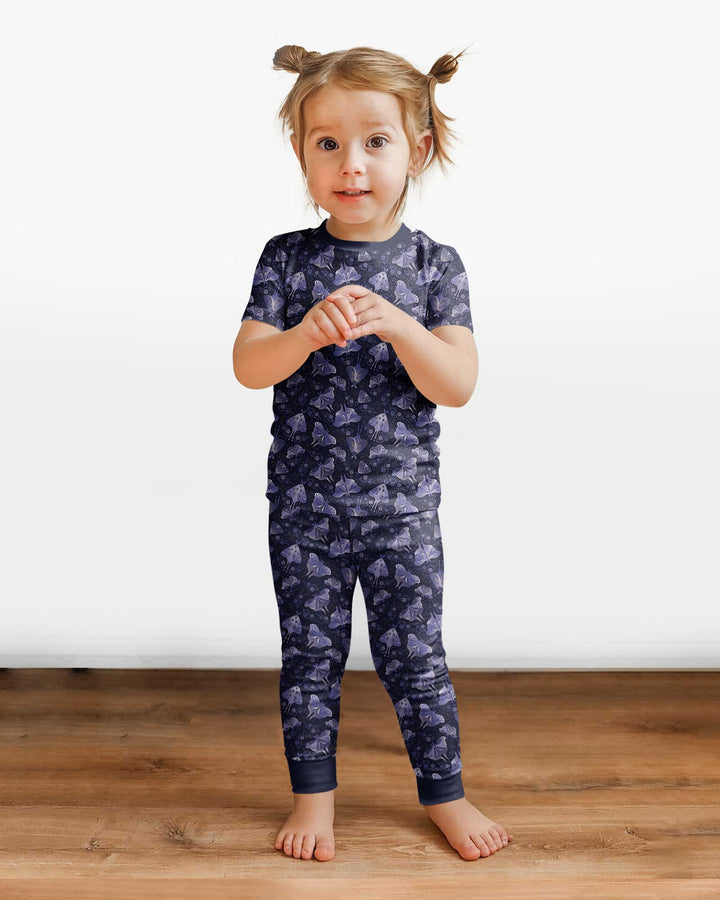 Very Peri Moths Bamboo Two Piece Short Sleeve Pajama Set