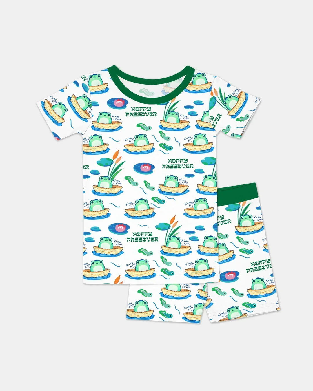 Hoppy Passover Family Matching Bamboo Two Piece Short Sleeve Shorts Pajama Set