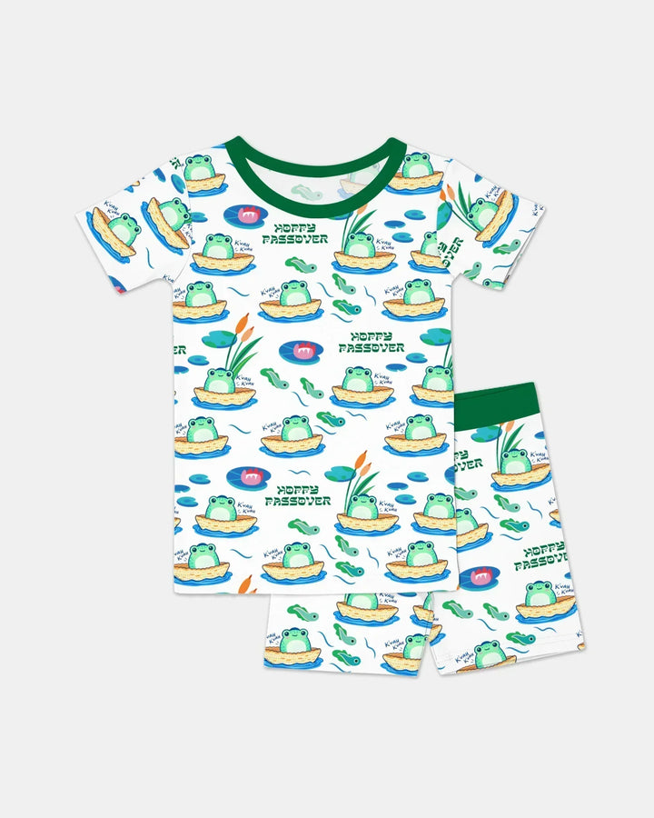 Hoppy Passover Family Matching Bamboo Two Piece Short Sleeve Shorts Pajama Set