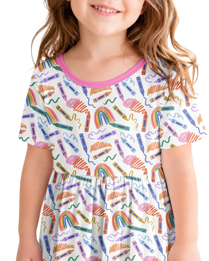 Crayon Chaos Bamboo Twirl Dress