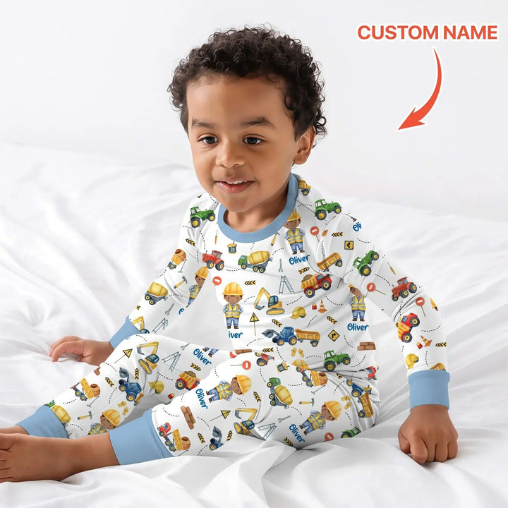 Custom Character Little Digger Adventures Bamboo Two Piece Long Sleeve Pajama Set