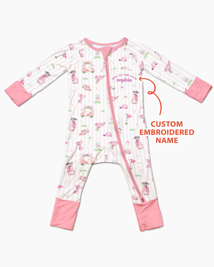 Custom Embroidered Golf Baby Girl Bamboo Convertible Zippy