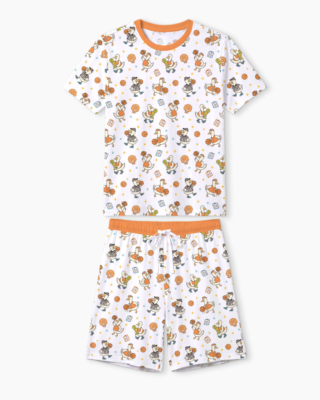Silly Goose Playing Basketball Bamboo Men Short Sleeve Short Pajama Set